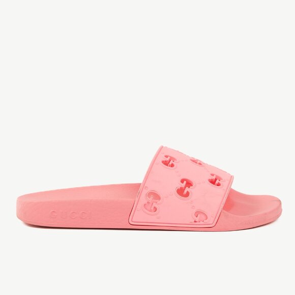 Gucci Pink Rubber GG Slide Sandals - Picture 2 of 9